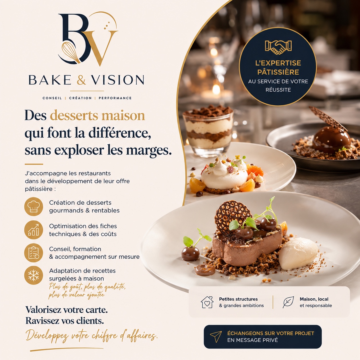 Desserts de restaurant imaginés par Bake & Vision